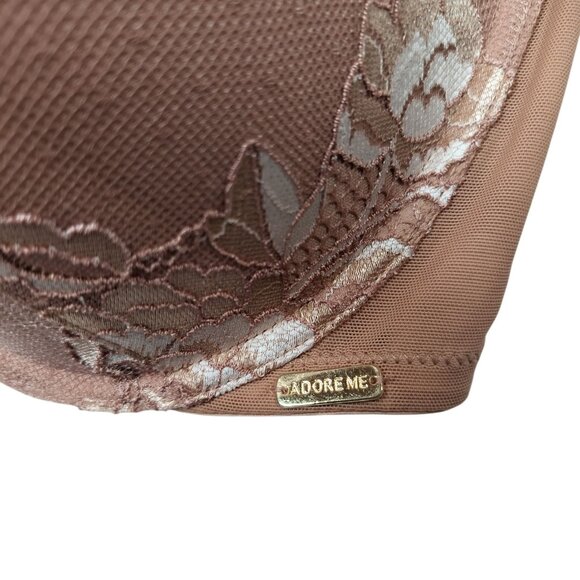 Adore Me Underwire Padded Lined Pushup Bra Beige Floral Lace Size 38DD - Picture 4 of 10